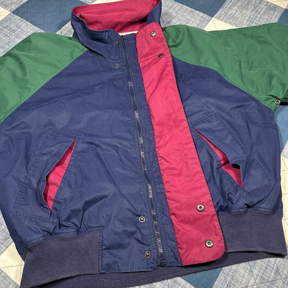 Vintage Oceanside US-55 Sailing Jacket Colorblock Windbreaker Navy Green Large - Picture 6 of 10